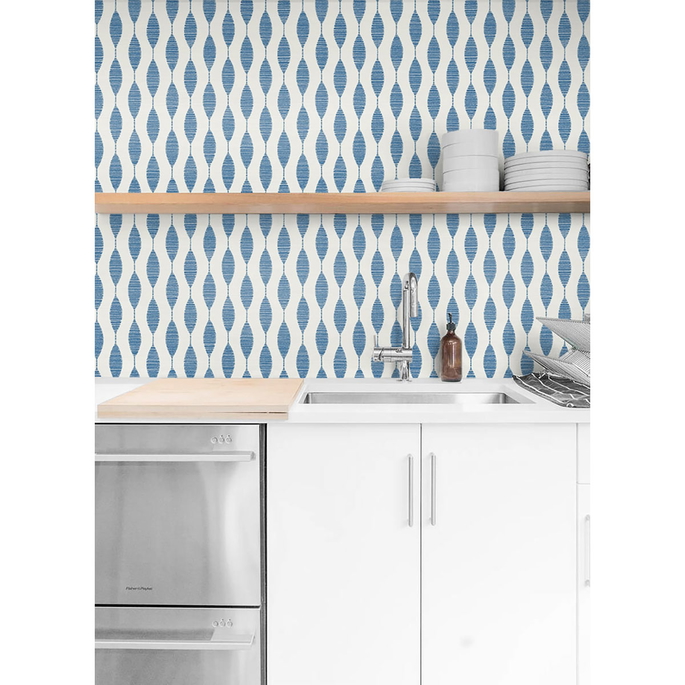 Stacy Garcia Home Peel &amp; Stick Ditto French Blue Wallpaper image 2 of 5