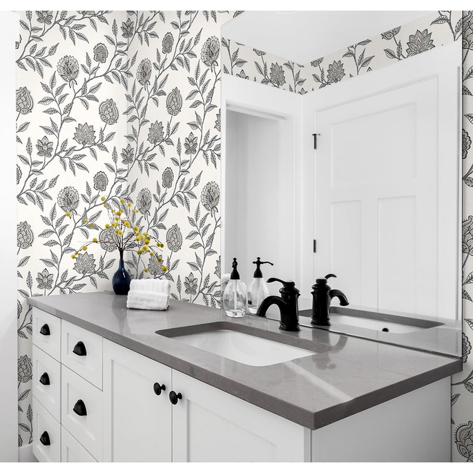 Stacy Garcia Home Peel &amp; Stick Jaclyn Charcoal &amp; Sandstone Wallpaper image 3 of 4