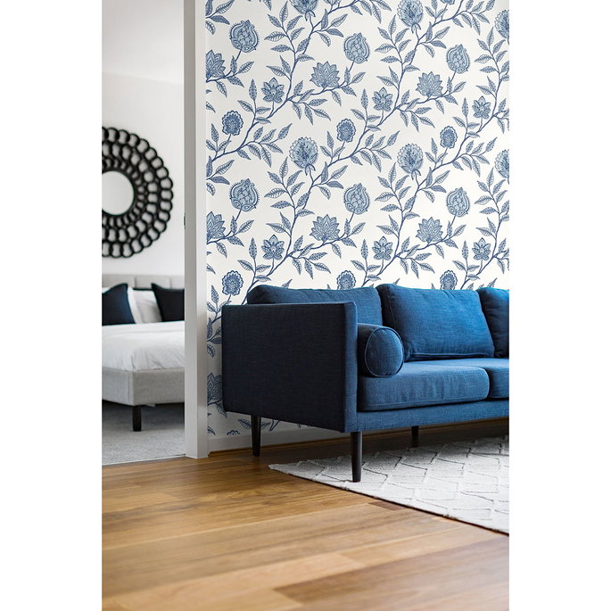 Stacy Garcia Home Peel &amp; Stick Jaclyn Blue Lagoon Wallpaper image 2 of 4
