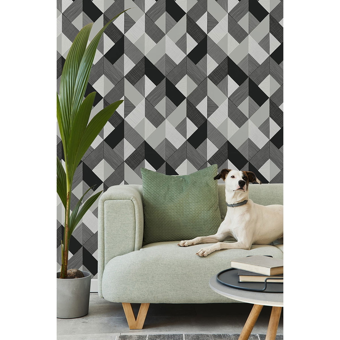 Stacy Garcia Home Peel &amp; Stick Marquetry Greystone Wallpaper image 2 of 4