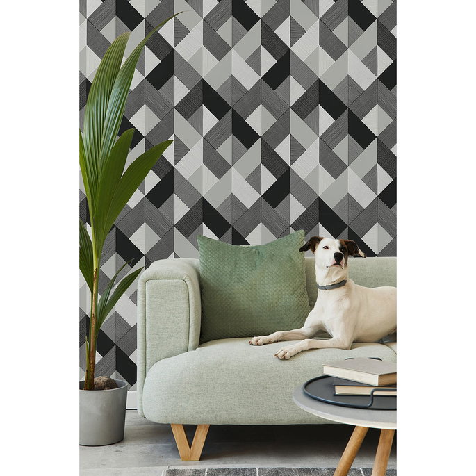 Stacy Garcia Home Peel &amp; Stick Marquetry Greystone Wallpaper image 2 of 4