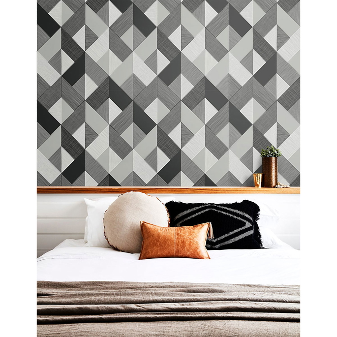 Stacy Garcia Home Peel &amp; Stick Marquetry Greystone Wallpaper image 3 of 4