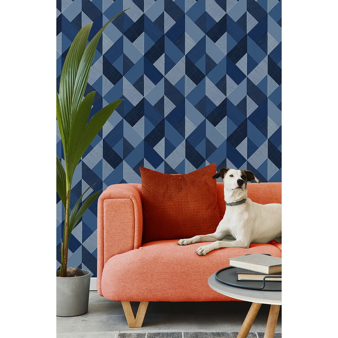 Stacy Garcia Home Peel &amp; Stick Marquetry Blue Lagoon Wallpaper image 2 of 4