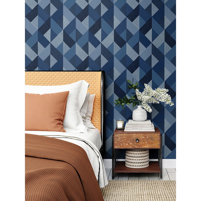 Stacy Garcia Home Peel &amp; Stick Marquetry Blue Lagoon Wallpaper image 3 of 4