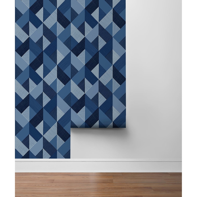 Stacy Garcia Home Peel &amp; Stick Marquetry Blue Lagoon Wallpaper image 4 of 4