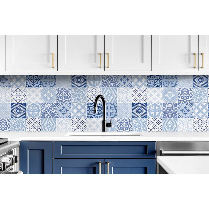 Stacy Garcia Home Peel &amp; Stick Tilework Glacier Blue Wallpaper image 3 of 4