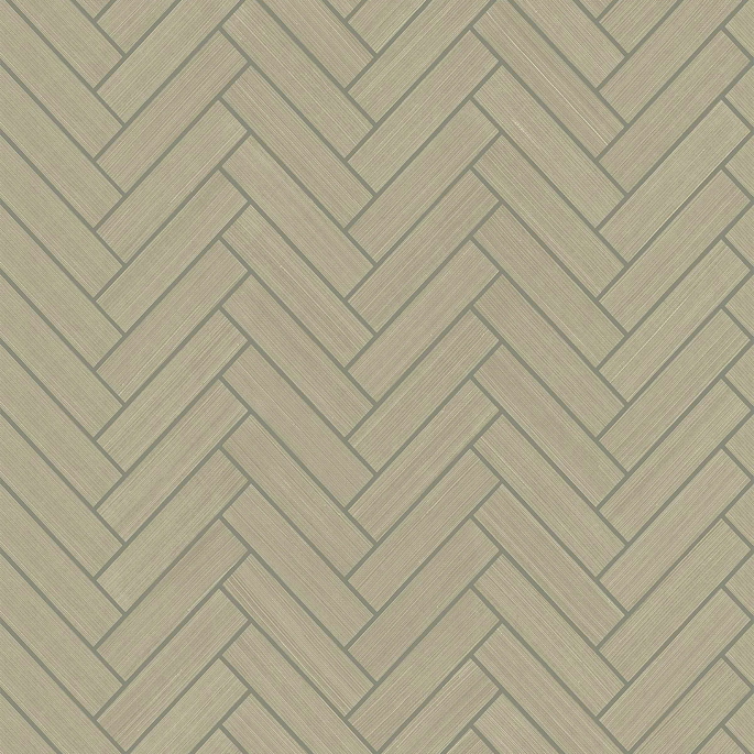 Stacy Garcia Home Peel &amp; Stick Herringbone Inlay Khaki &amp; Metallic Silver Wallpaper image 1 of 5