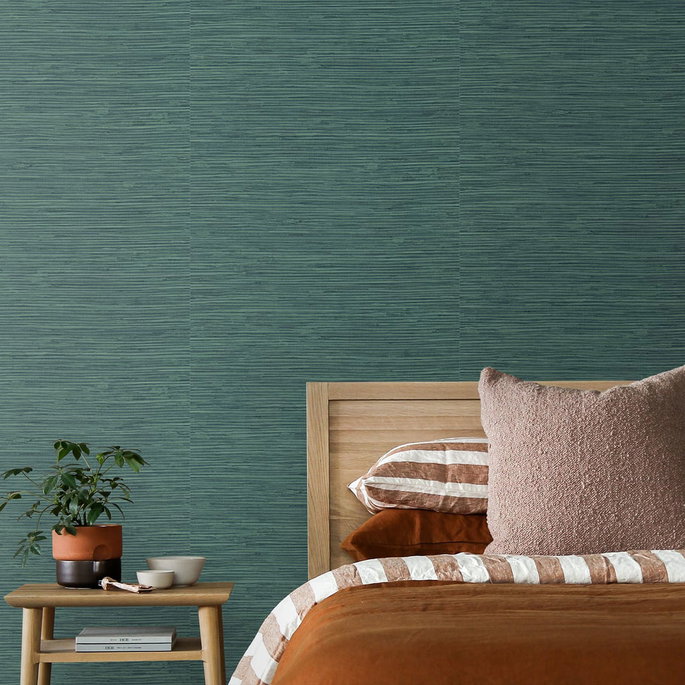 Stacy Garcia Home Peel &amp; Stick Saybrook Faux Rushcloth Paradise Teal Wallpaper image 2 of 5