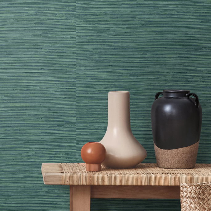Stacy Garcia Home Peel &amp; Stick Saybrook Faux Rushcloth Paradise Teal Wallpaper image 3 of 5