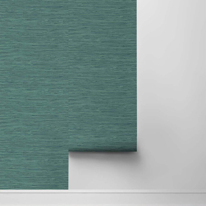 Stacy Garcia Home Peel &amp; Stick Saybrook Faux Rushcloth Paradise Teal Wallpaper image 4 of 5