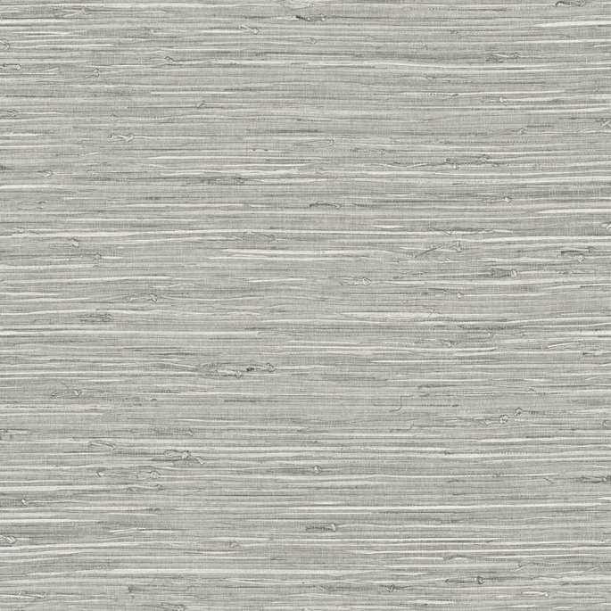 Stacy Garcia Home Peel &amp; Stick Saybrook Faux Rushcloth Cove Grey &amp; Metallic Silver Wallpaper image 1 of 5