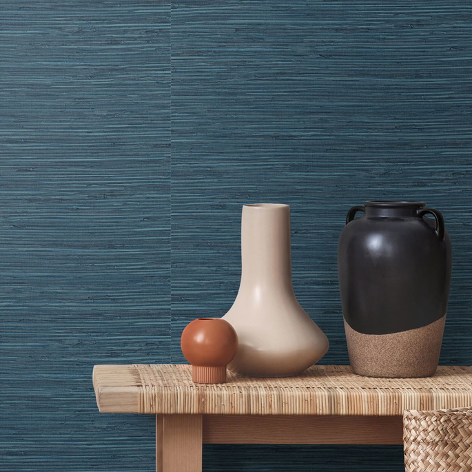 Stacy Garcia Home Peel &amp; Stick Saybrook Faux Rushcloth Nautica Blue Wallpaper image 3 of 5