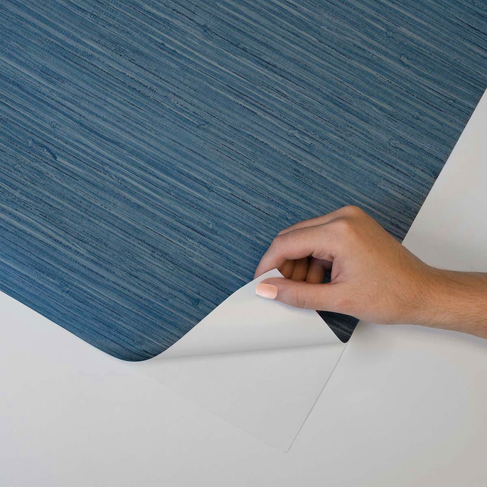Stacy Garcia Home Peel &amp; Stick Saybrook Faux Rushcloth Nautica Blue Wallpaper image 5 of 5