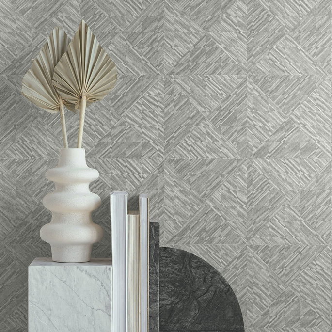 Stacy Garcia Home Peel &amp; Stick Geo Inlay Lunar Grey Wallpaper image 3 of 4