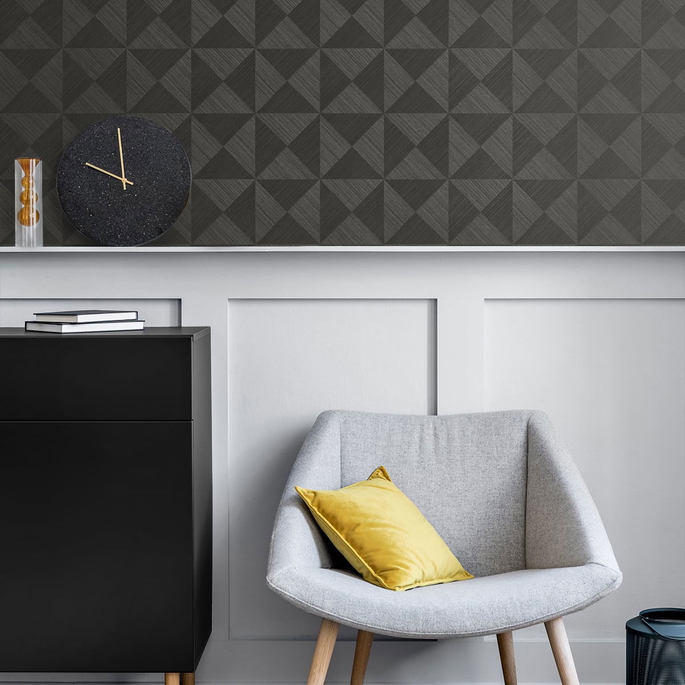Stacy Garcia Home Peel &amp; Stick Geo Inlay Charcoal Wallpaper image 3 of 4