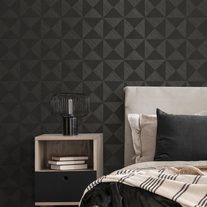 Stacy Garcia Home Peel &amp; Stick Geo Inlay Charcoal Wallpaper image 4 of 4