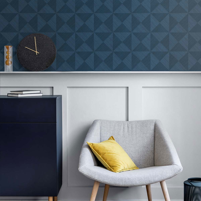 Stacy Garcia Home Peel &amp; Stick Geo Inlay Denim Blue Wallpaper image 3 of 4