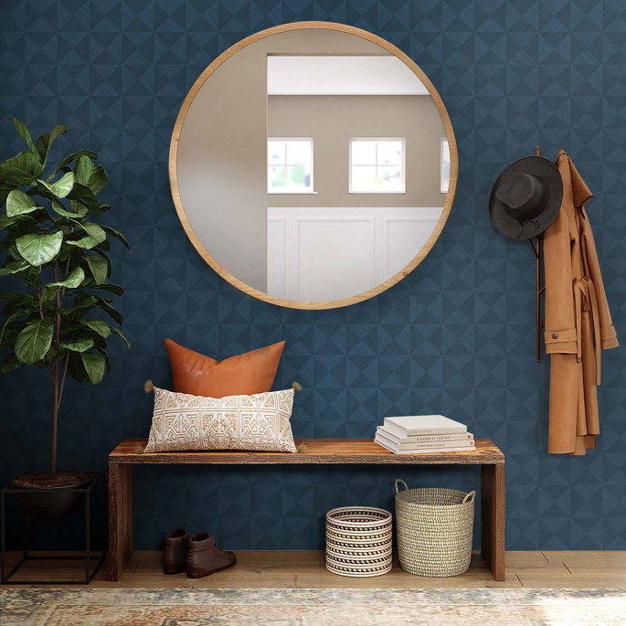 Stacy Garcia Home Peel &amp; Stick Geo Inlay Denim Blue Wallpaper image 4 of 4