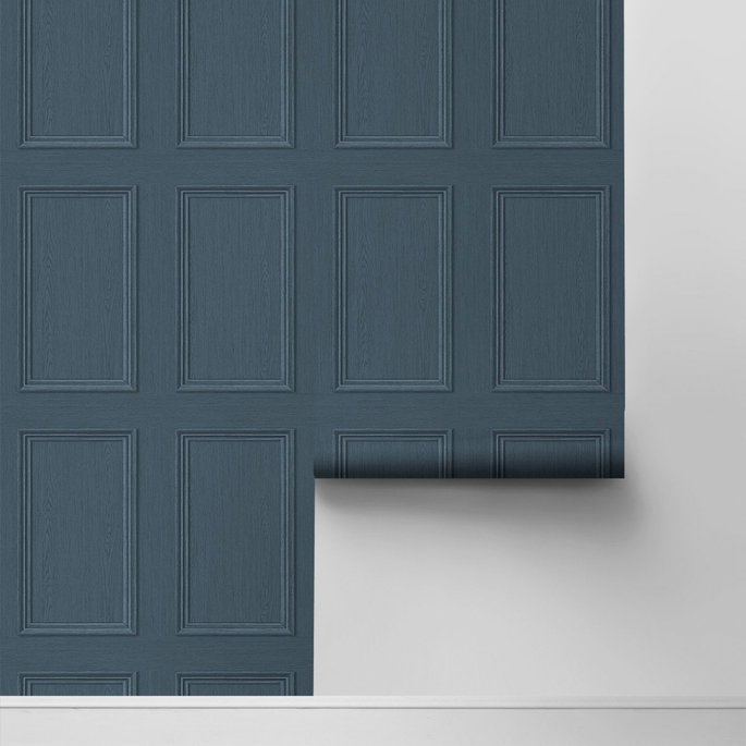 Stacy Garcia Home Peel &amp; Stick Faux Wood Panel Denim Blue Wallpaper image 2 of 4