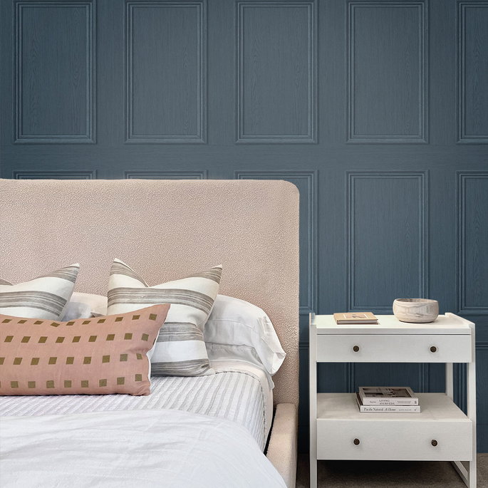Stacy Garcia Home Peel &amp; Stick Faux Wood Panel Denim Blue Wallpaper image 3 of 4