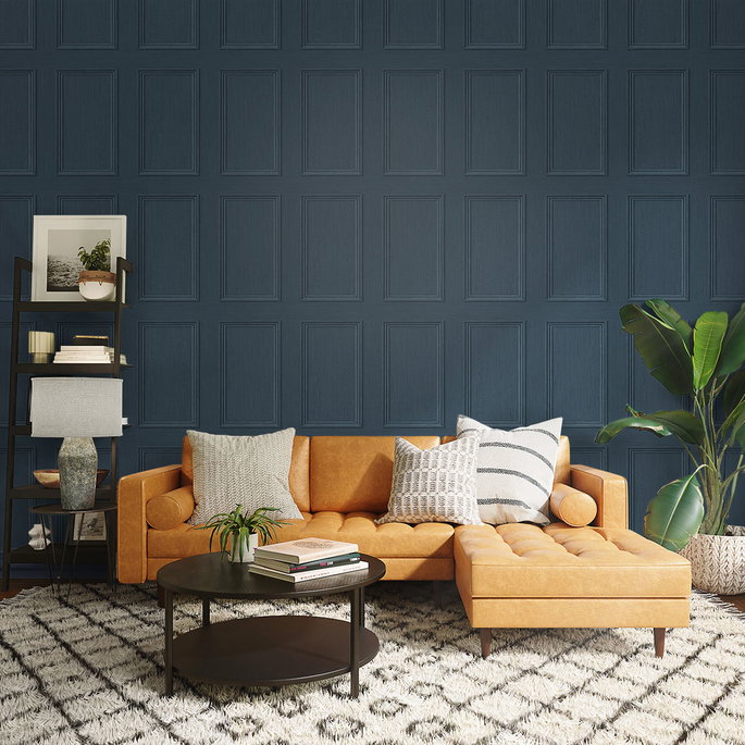 Stacy Garcia Home Peel &amp; Stick Faux Wood Panel Denim Blue Wallpaper image 4 of 4