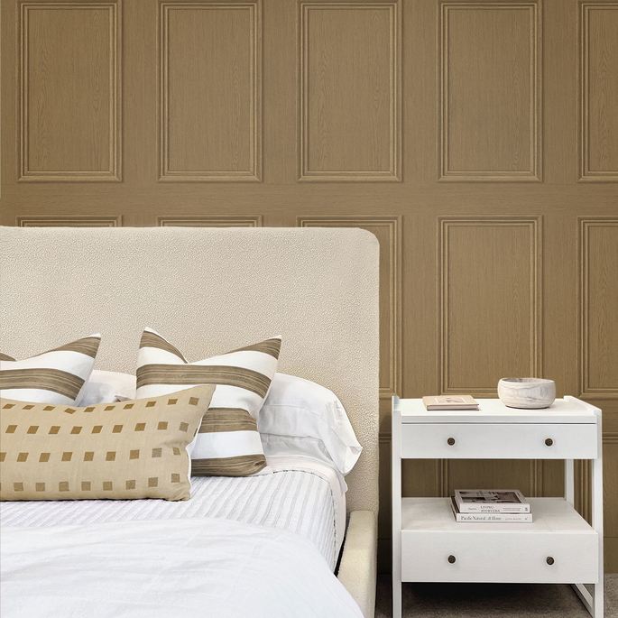 Stacy Garcia Home Peel &amp; Stick Faux Wood Panel Honey Brown Wallpaper image 3 of 4