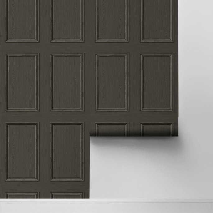 Stacy Garcia Home Peel &amp; Stick Faux Wood Panel Charcoal Wallpaper image 2 of 4