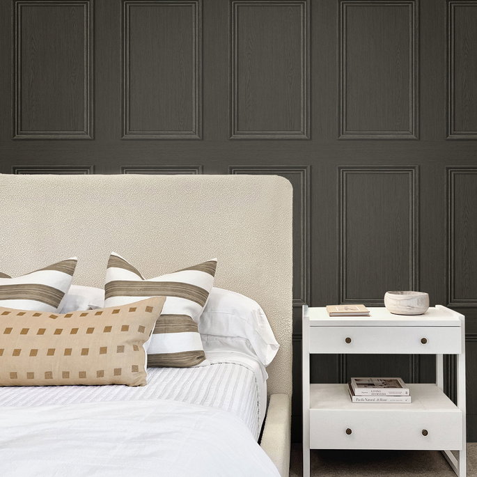 Stacy Garcia Home Peel &amp; Stick Faux Wood Panel Charcoal Wallpaper image 3 of 4