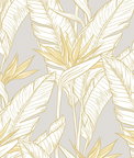 Stacy Garcia Home Peel & Stick Birds of Paradise Grey & Metallic Gold Wallpaper