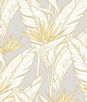 Stacy Garcia Home Peel & Stick Birds of Paradise Grey & Metallic Gold Wallpaper