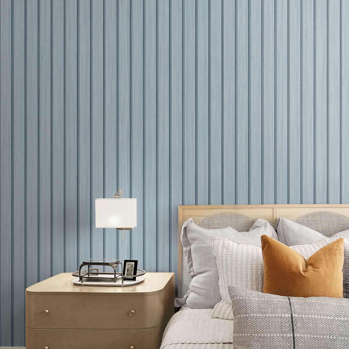 Stacy Garcia Home Peel & Stick Faux Wooden Slats Blue Skies Wallpaper