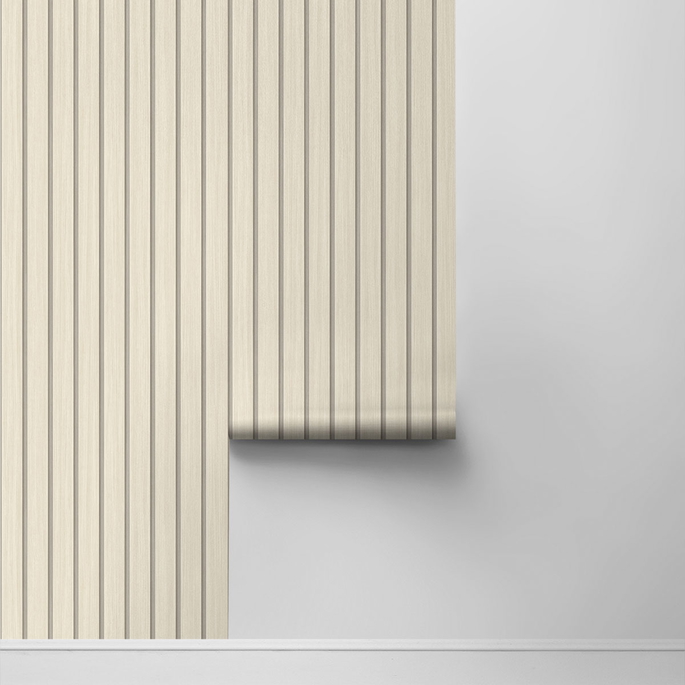 Stacy Garcia Home Peel &amp; Stick Faux Wooden Slats Neutral Wallpaper image 2 of 4