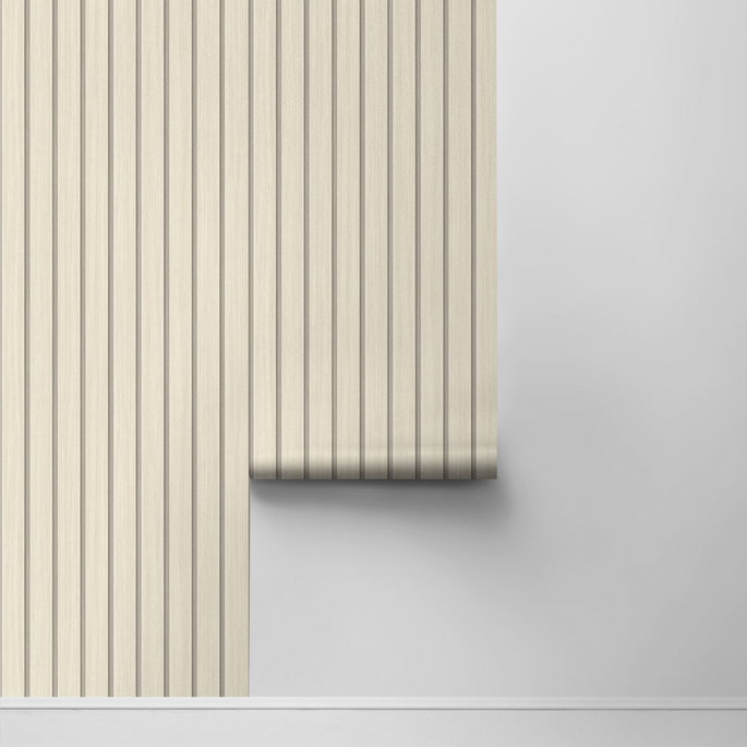 Stacy Garcia Home Peel &amp; Stick Faux Wooden Slats Neutral Wallpaper image 2 of 4