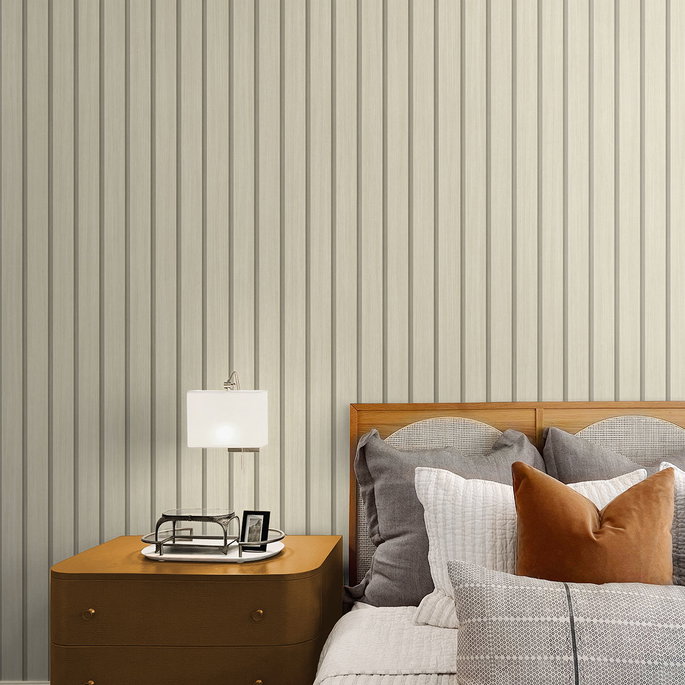 Stacy Garcia Home Peel &amp; Stick Faux Wooden Slats Neutral Wallpaper image 4 of 4