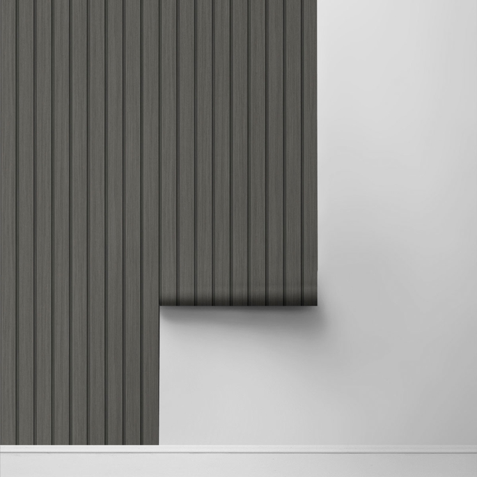 Stacy Garcia Home Peel &amp; Stick Faux Wooden Slats Charcoal Wallpaper image 2 of 4