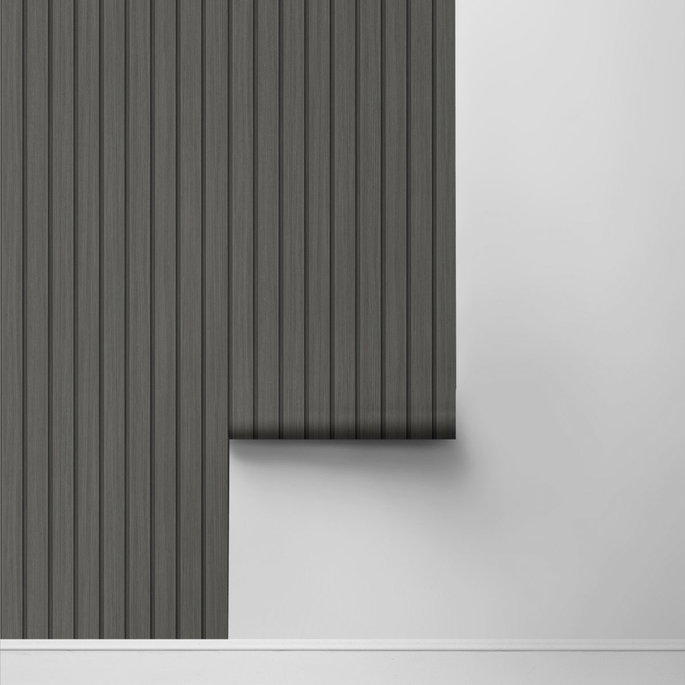 Stacy Garcia Home Peel &amp; Stick Faux Wooden Slats Charcoal Wallpaper image 2 of 4