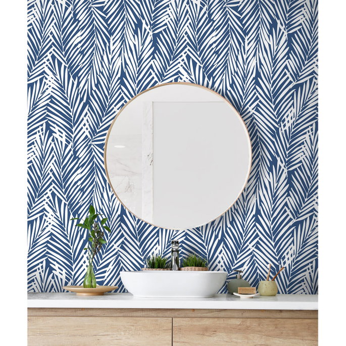 Stacy Garcia Home Peel &amp; Stick Mod Palm Coastal Blue Wallpaper image 3 of 5