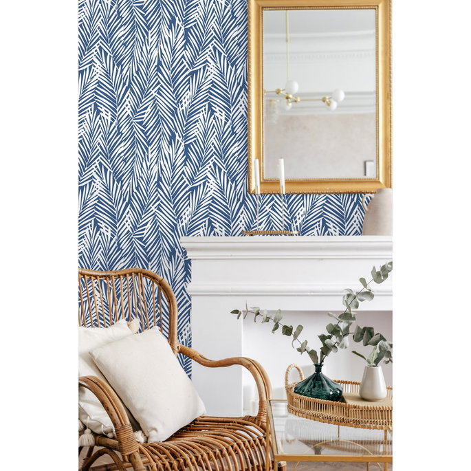 Stacy Garcia Home Peel &amp; Stick Mod Palm Coastal Blue Wallpaper image 4 of 5