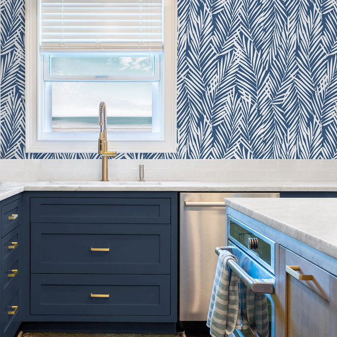 Stacy Garcia Home Peel &amp; Stick Mod Palm Coastal Blue Wallpaper image 5 of 5