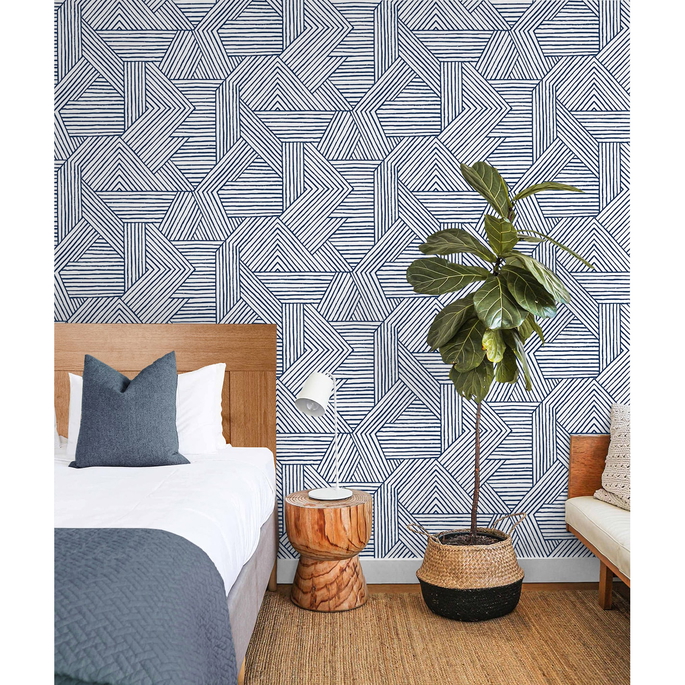 Stacy Garcia Home Peel &amp; Stick Etched Geometric Navy Blue Wallpaper image 2 of 5