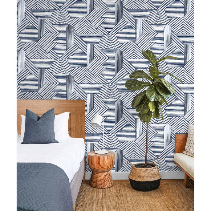 Stacy Garcia Home Peel &amp; Stick Etched Geometric Navy Blue Wallpaper image 2 of 5