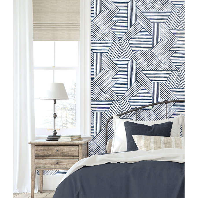 Stacy Garcia Home Peel &amp; Stick Etched Geometric Navy Blue Wallpaper image 5 of 5