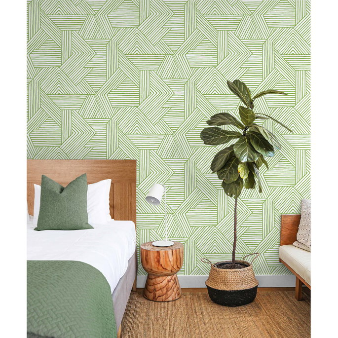 Stacy Garcia Home Peel &amp; Stick Etched Geometric Spring Green Wallpaper image 2 of 5