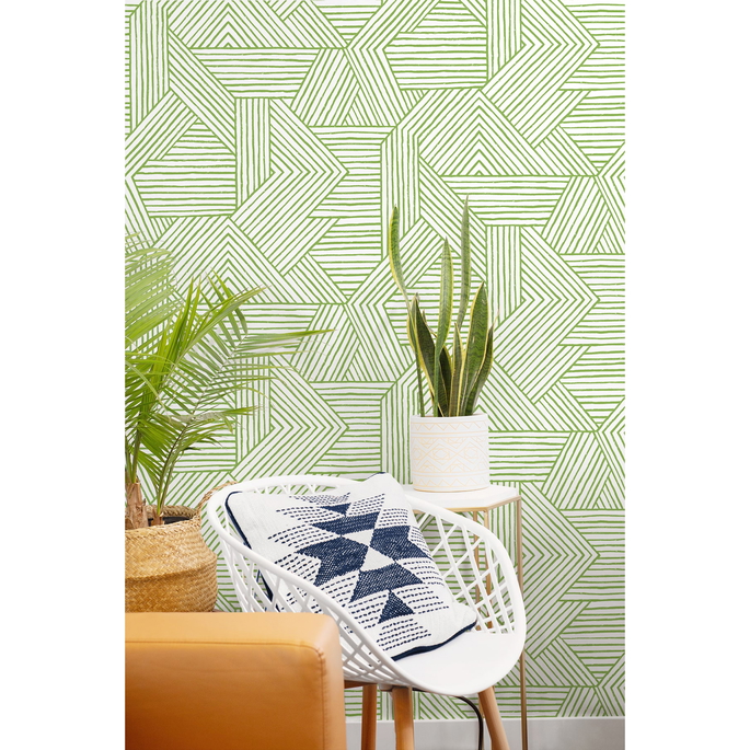 Stacy Garcia Home Peel &amp; Stick Etched Geometric Spring Green Wallpaper image 3 of 5
