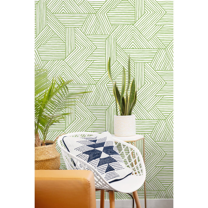 Stacy Garcia Home Peel &amp; Stick Etched Geometric Spring Green Wallpaper image 3 of 5