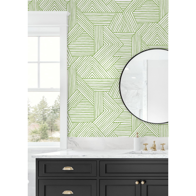 Stacy Garcia Home Peel &amp; Stick Etched Geometric Spring Green Wallpaper image 4 of 5