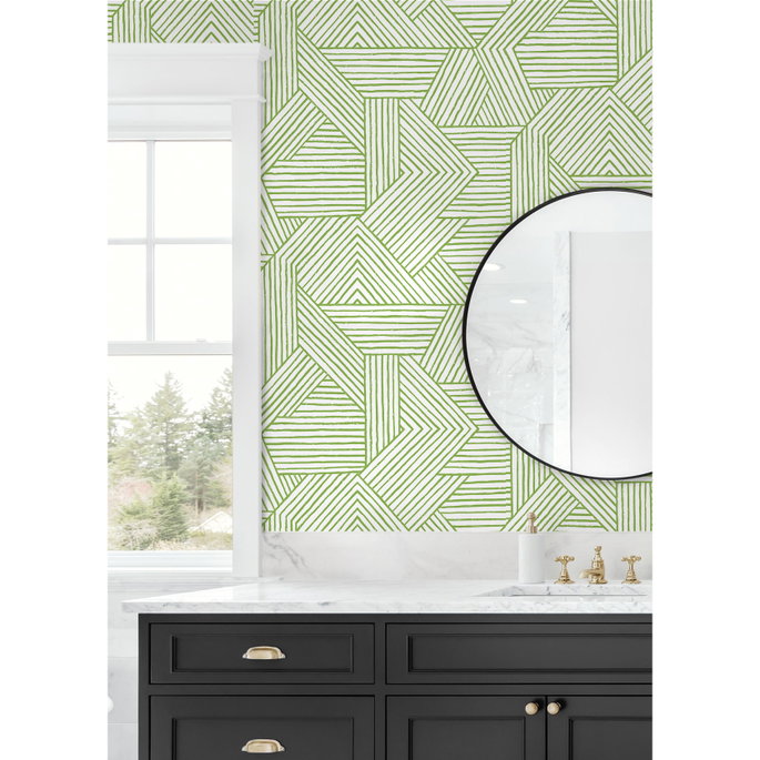Stacy Garcia Home Peel &amp; Stick Etched Geometric Spring Green Wallpaper image 4 of 5