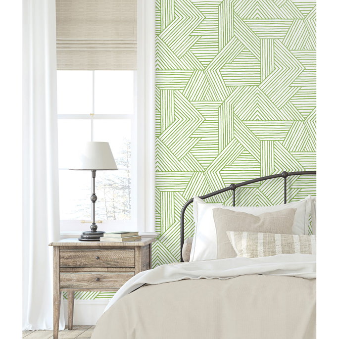 Stacy Garcia Home Peel &amp; Stick Etched Geometric Spring Green Wallpaper image 5 of 5