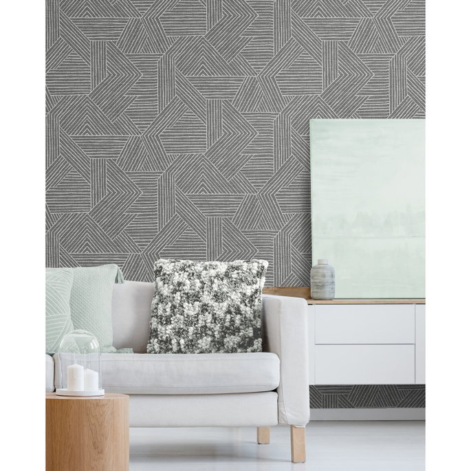 Stacy Garcia Home Peel &amp; Stick Etched Geometric Pewter Wallpaper image 2 of 5