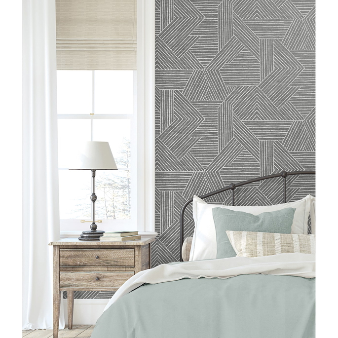 Stacy Garcia Home Peel &amp; Stick Etched Geometric Pewter Wallpaper image 3 of 5